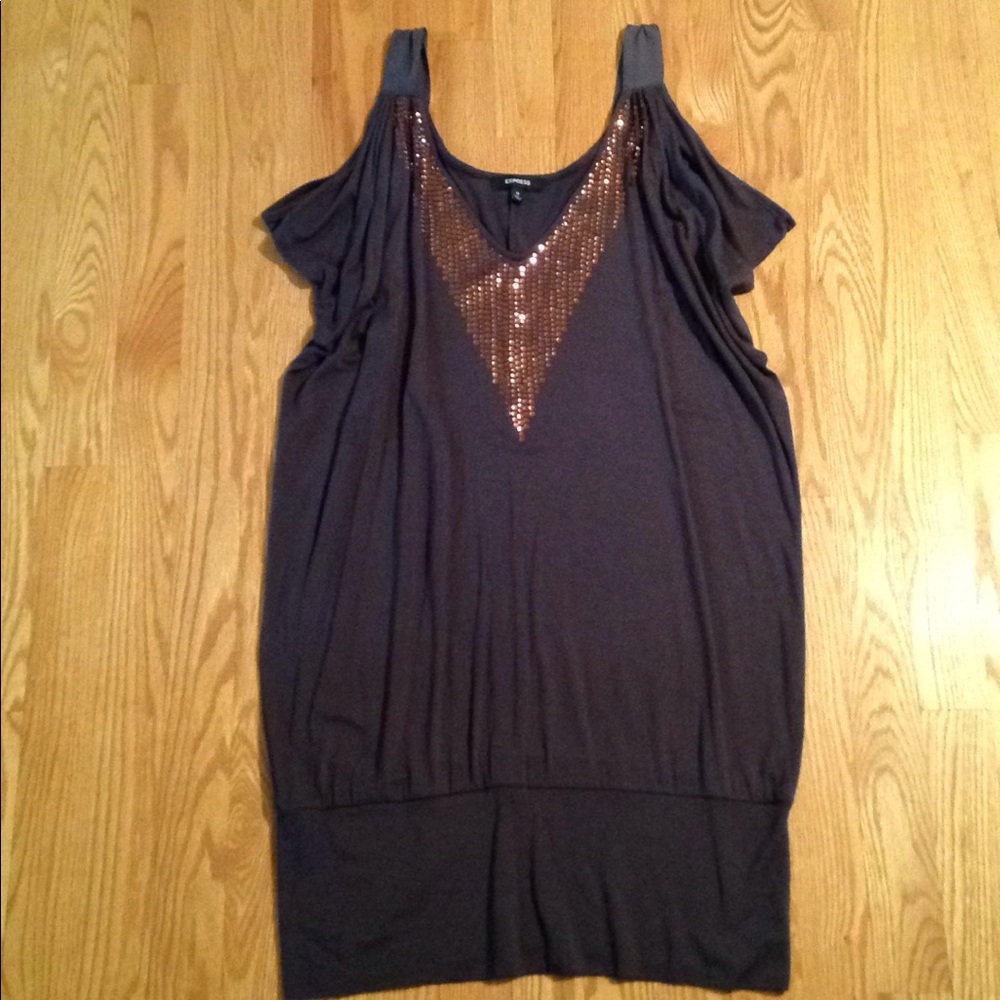 Express dress with gold sequins